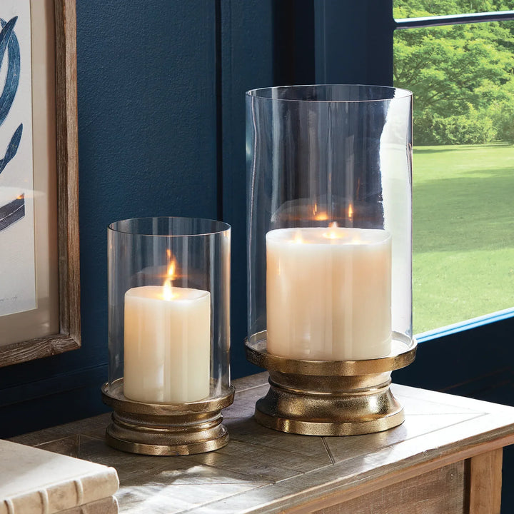 Gold Footed Hurricane Candle Holder, Small