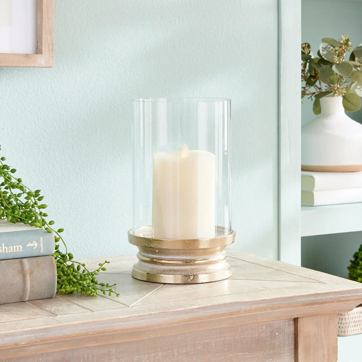 Gold Footed Hurricane Candle Holder, Small