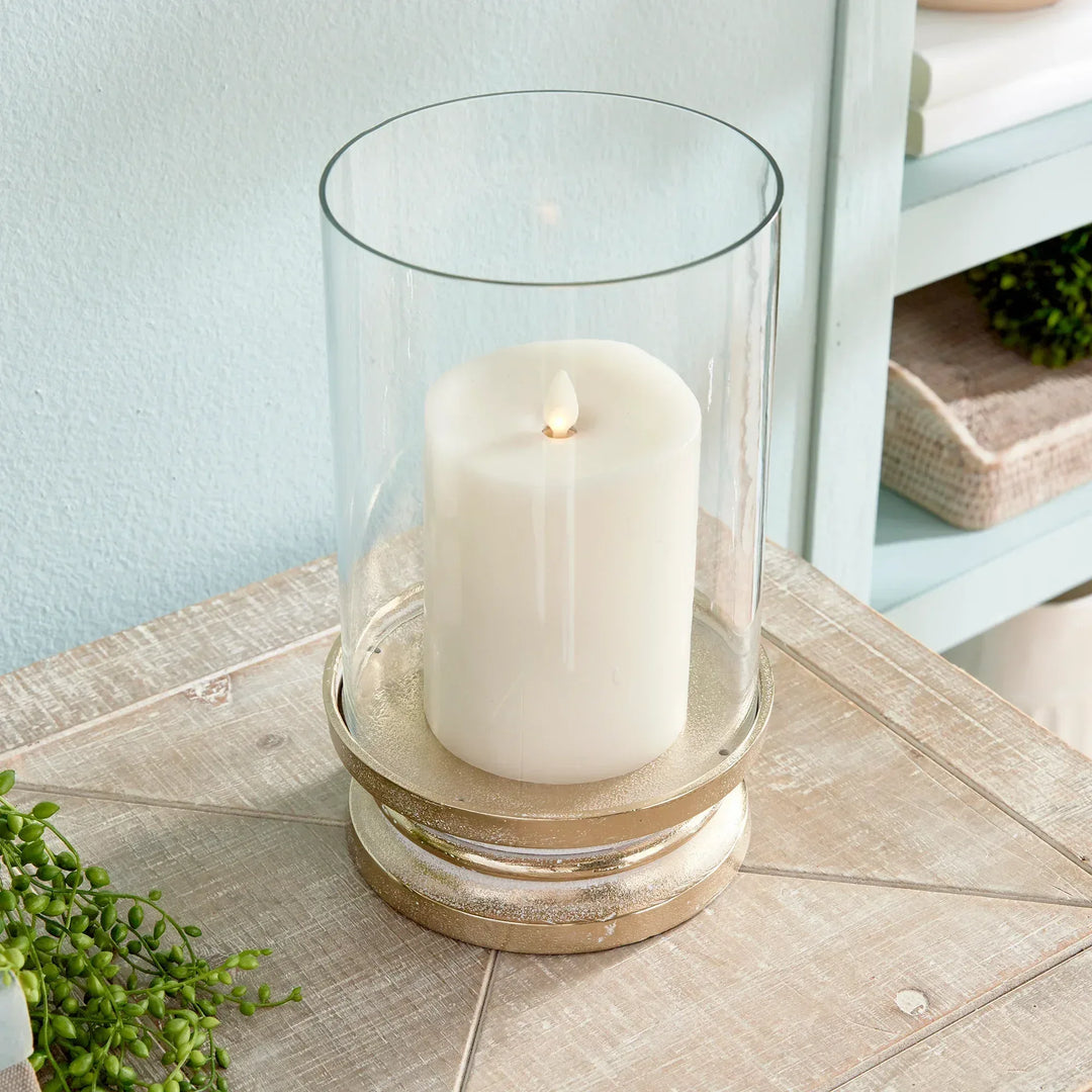 Gold Footed Hurricane Candle Holder, Small