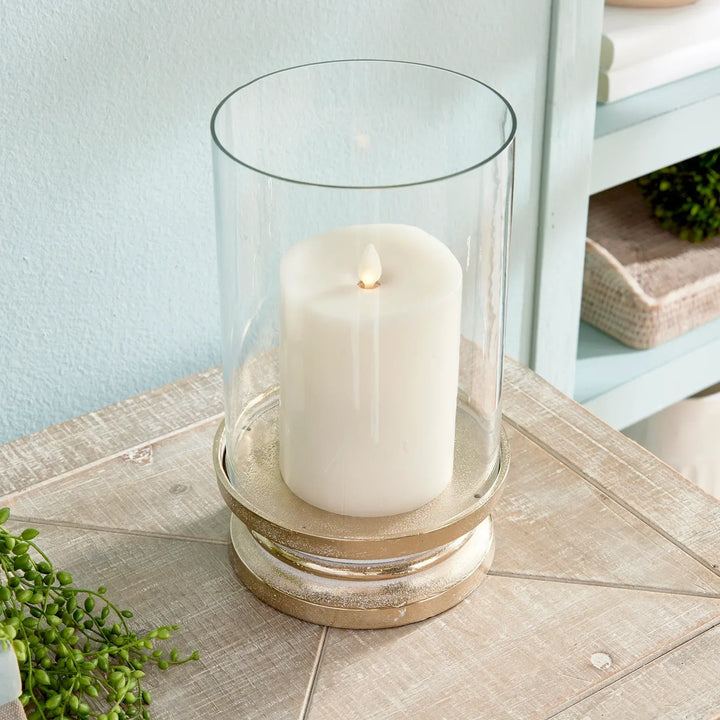 Gold Footed Hurricane Candle Holder, Small