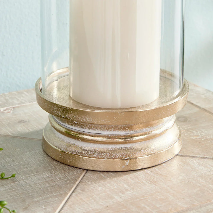 Gold Footed Hurricane Candle Holder, Small