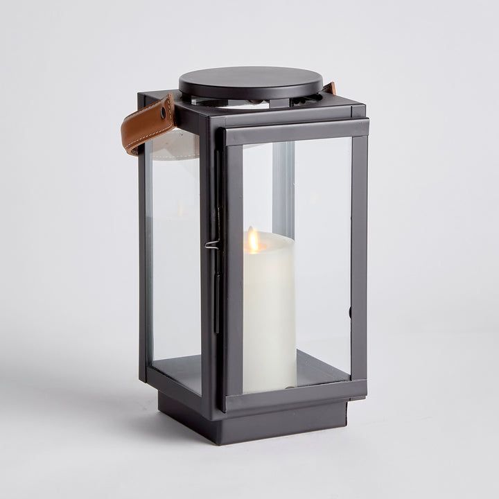 Small Lantern with Leather Handle for Stylish Indoor Decor