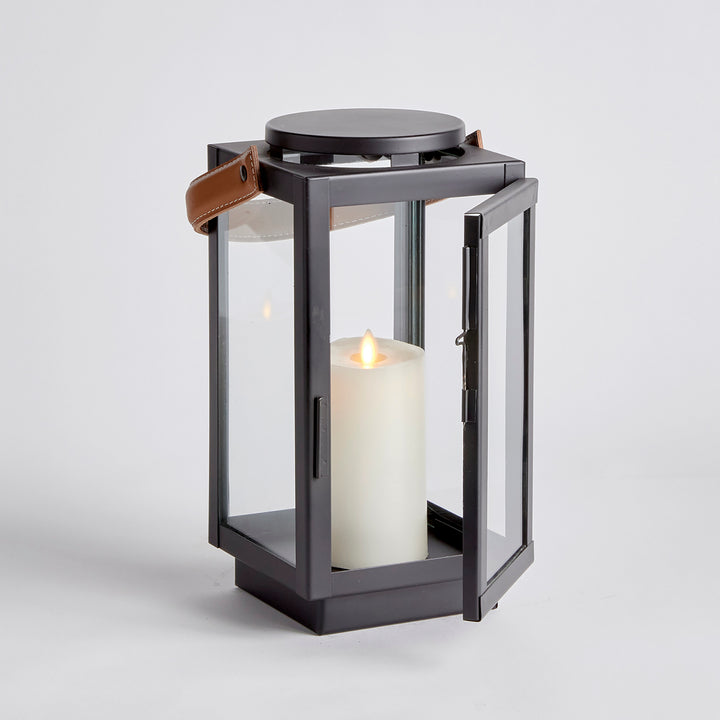 Small Lantern with Leather Handle for Stylish Indoor Decor