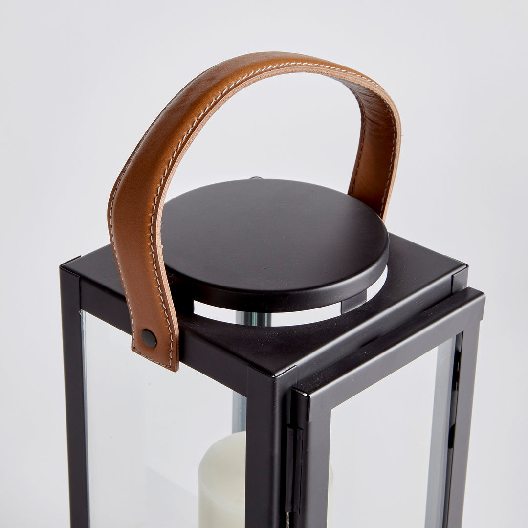 Small Lantern with Leather Handle for Stylish Indoor Decor