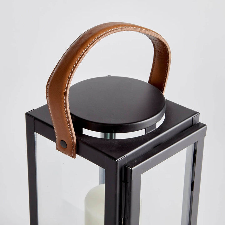 Small Lantern with Leather Handle for Stylish Indoor Decor
