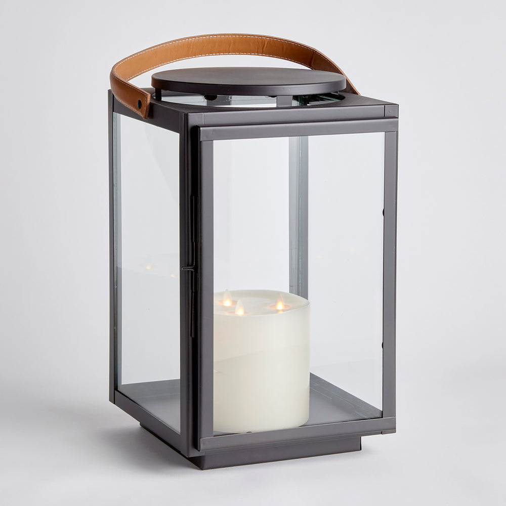 Large Lantern with Leather Handle for Modern Decor