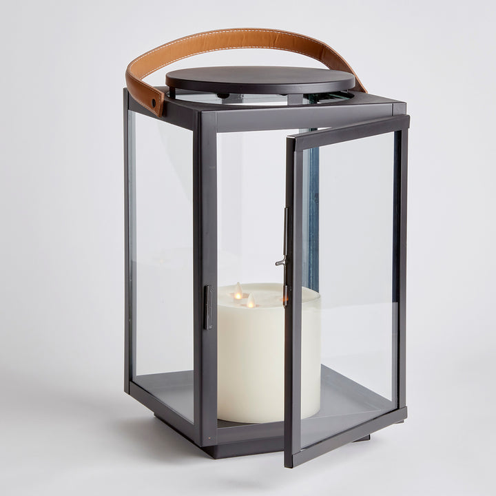 Large Lantern with Leather Handle for Modern Decor