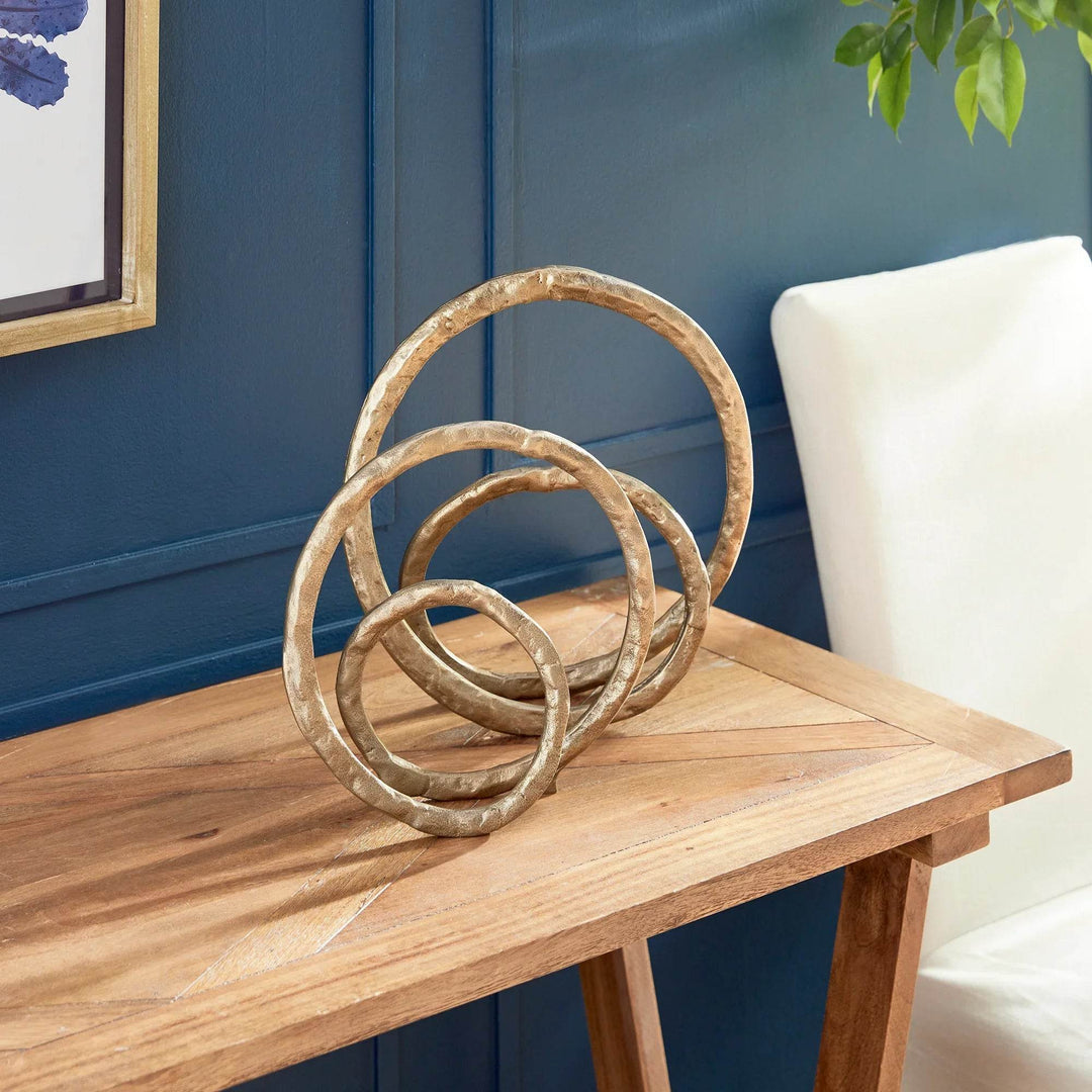 Modern Gold Ring Sculptures - Set of 2