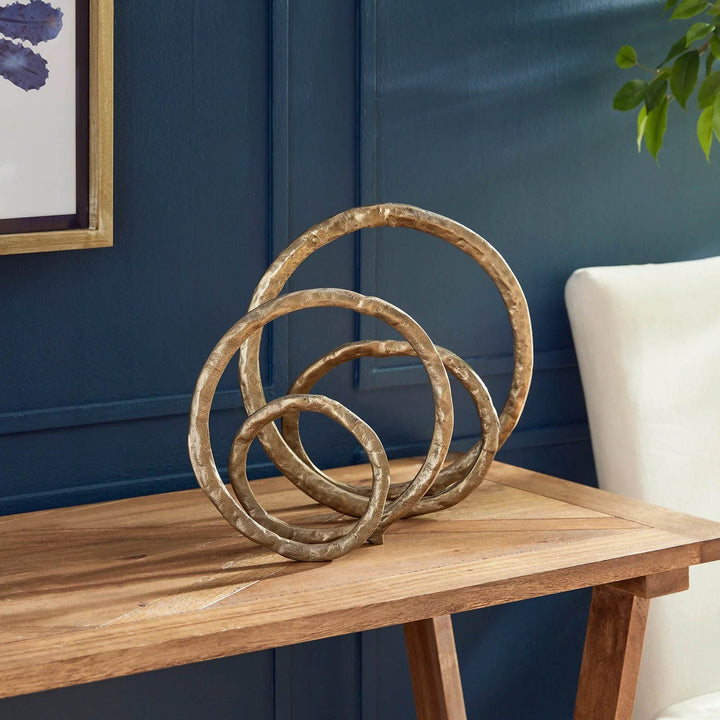 Modern Gold Ring Sculptures - Set of 2
