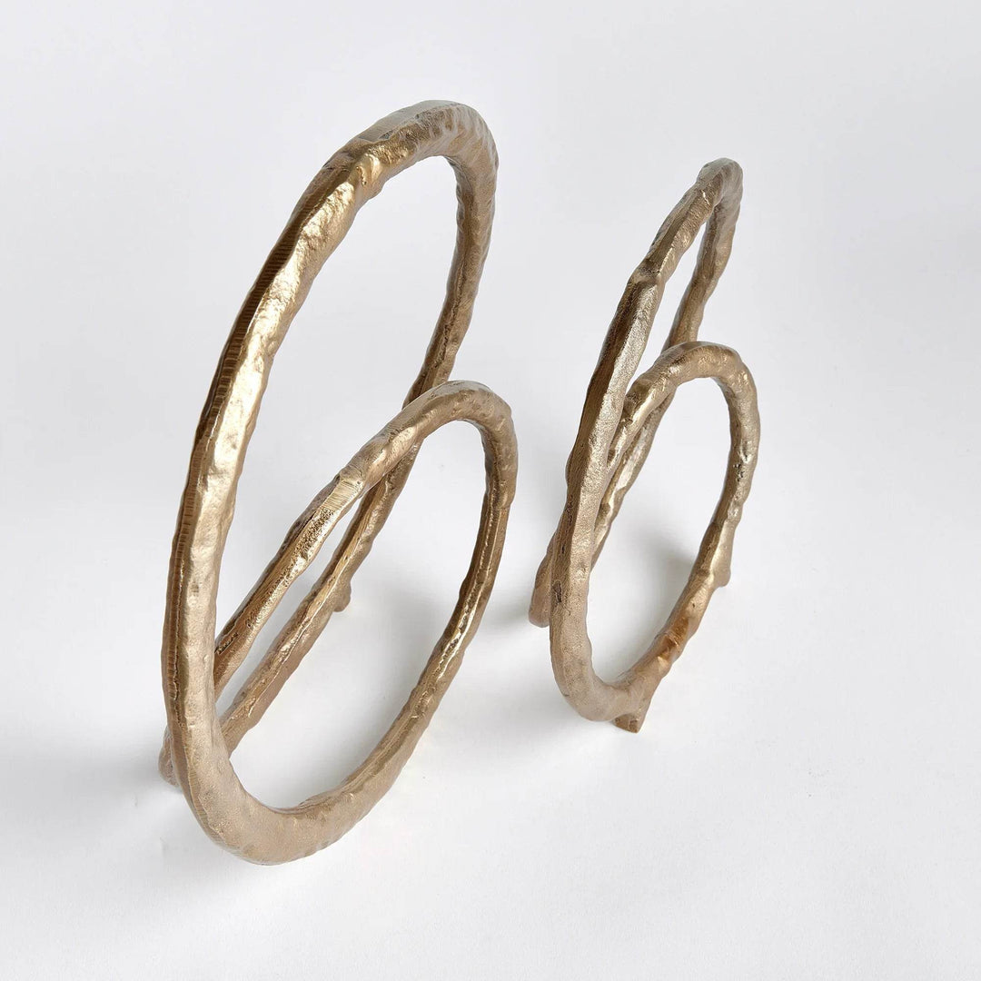 Modern Gold Ring Sculptures - Set of 2
