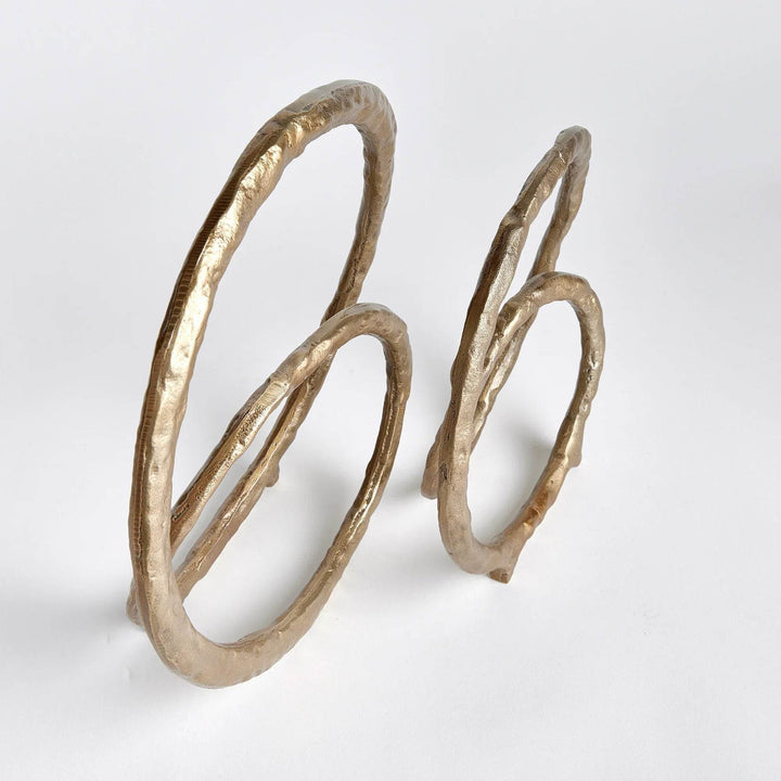 Modern Gold Ring Sculptures - Set of 2