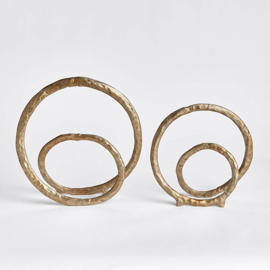 Modern Gold Ring Sculptures - Set of 2