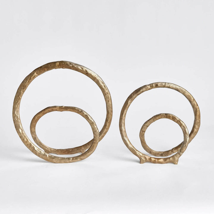 Modern Gold Ring Sculptures - Set of 2