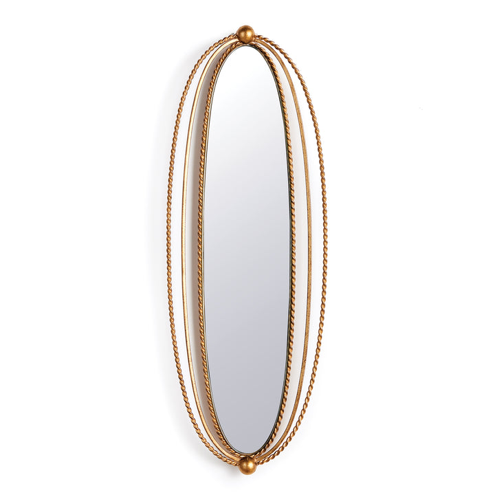 Triple Braided Narrow Gold Mirror for Powder Room or Entryway