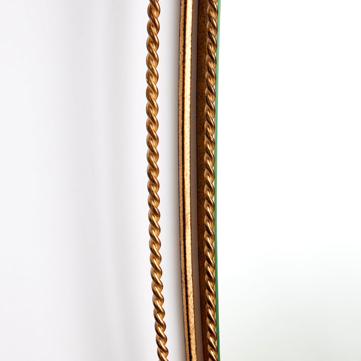 Triple Braided Narrow Gold Mirror for Powder Room or Entryway