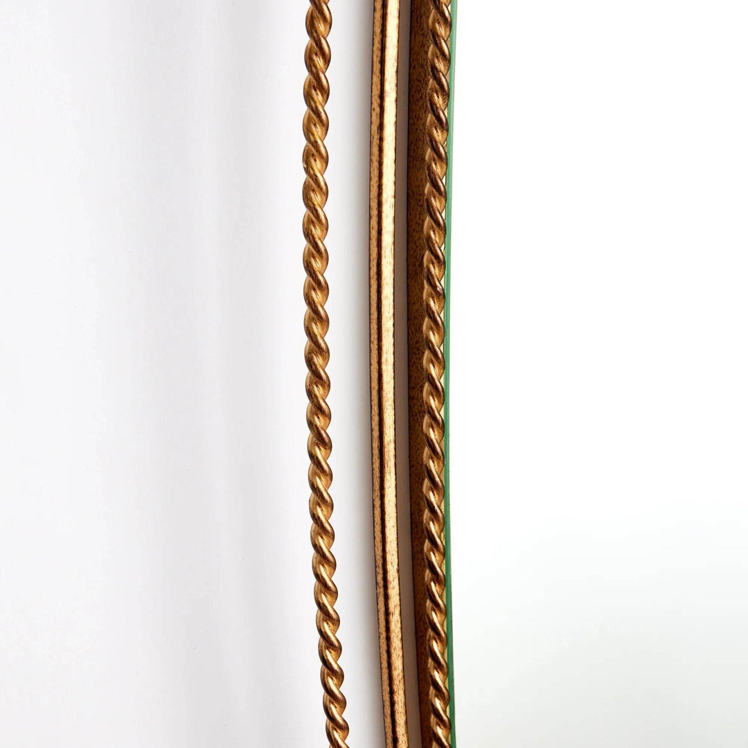 Triple Braided Narrow Gold Mirror for Powder Room or Entryway