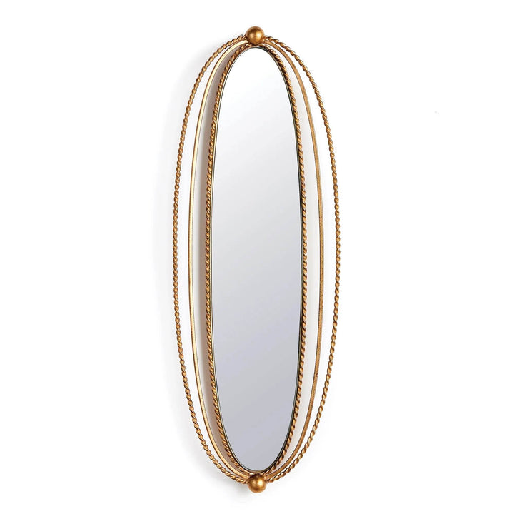 Triple Braided Narrow Gold Mirror for Powder Room or Entryway