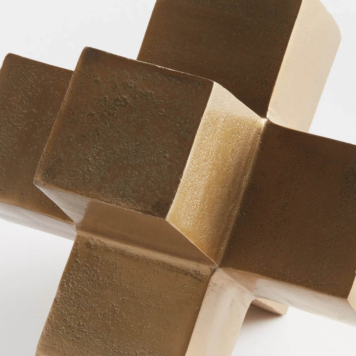 Gold Cube Sculpture - Modern Geometric Accent Decor