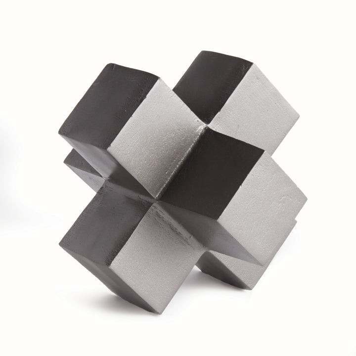 Silver Cubed Sculpture - Modern Geometric Decor