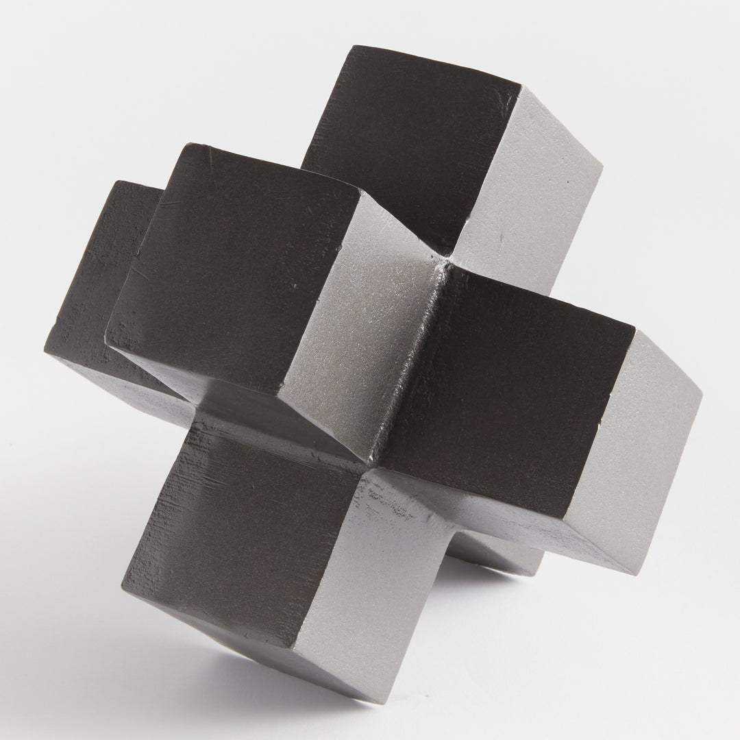 Silver Cubed Sculpture - Modern Geometric Decor