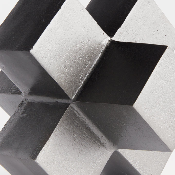 Silver Cubed Sculpture - Modern Geometric Decor