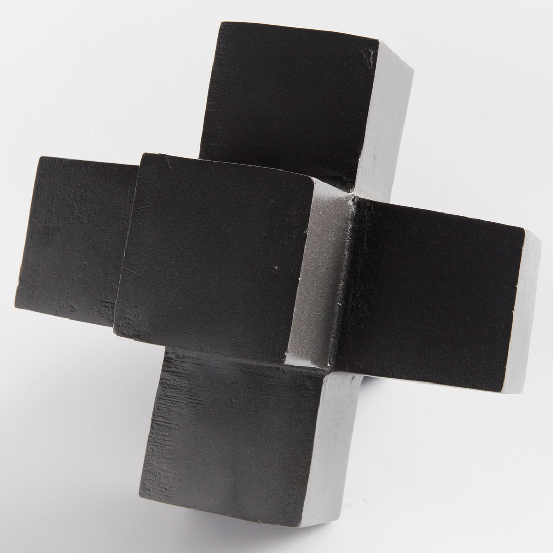 Silver Cubed Sculpture - Modern Geometric Decor