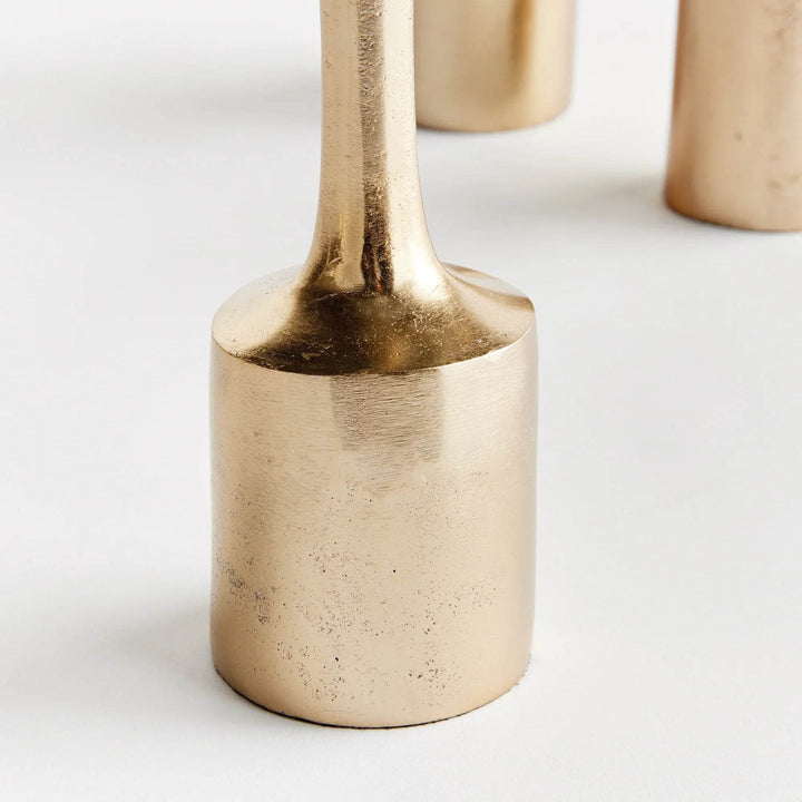 Set of 3 Champagne Gold Aluminum Taper Candle Holders