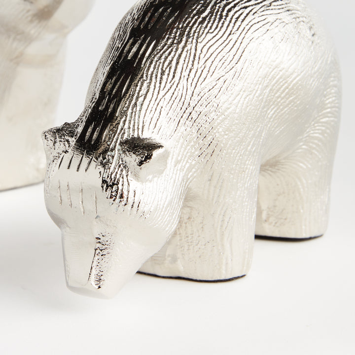 Elegant Silver Bear Sculptures - Modern Decor Accents