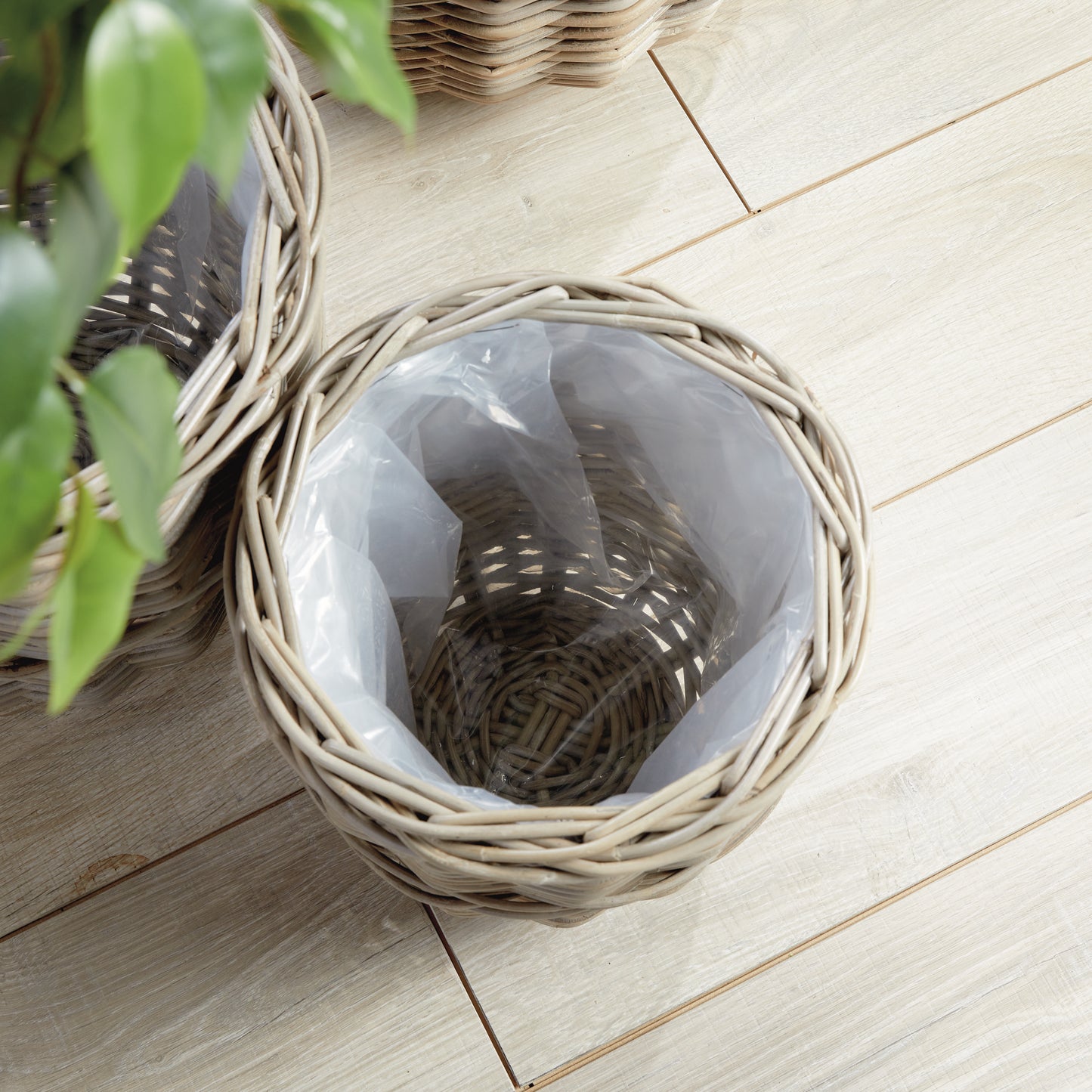 Gray Woven Basket Planters, Assorted