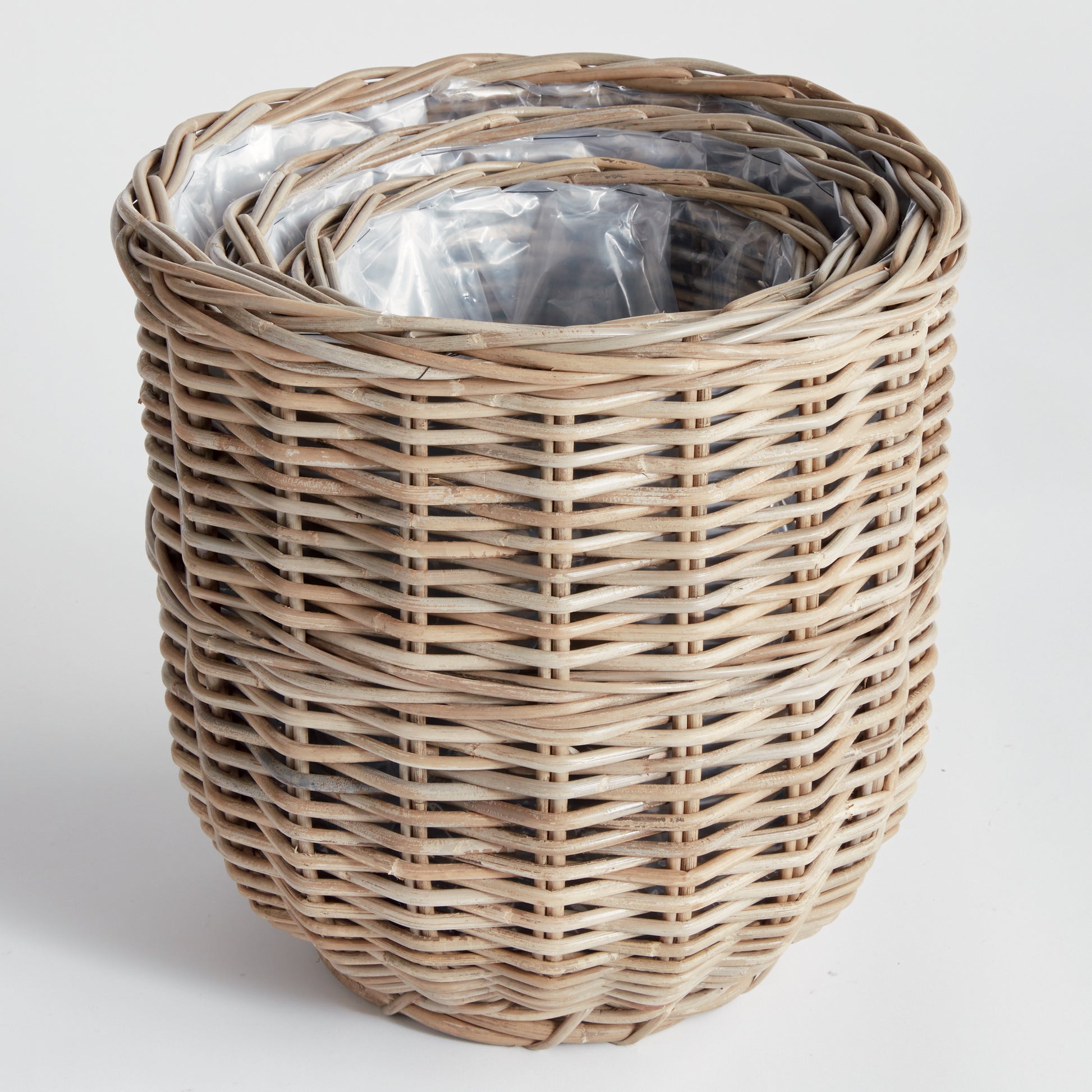 Gray Woven Basket Planters, Assorted