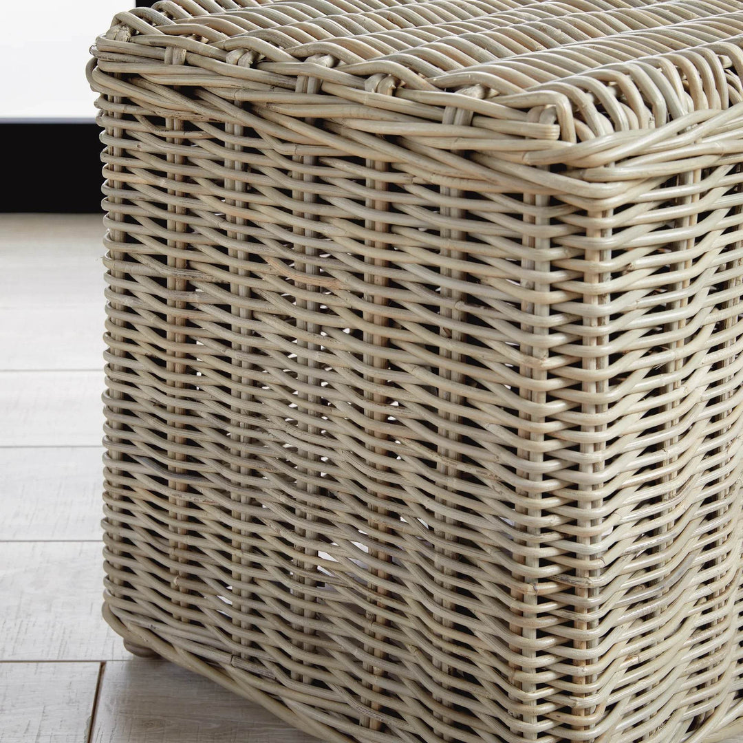 Handwoven Warm Gray Rattan Stool for Home Décor
