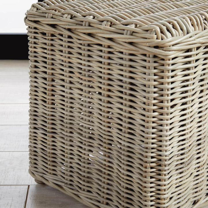 Handwoven Warm Gray Rattan Stool for Home Décor