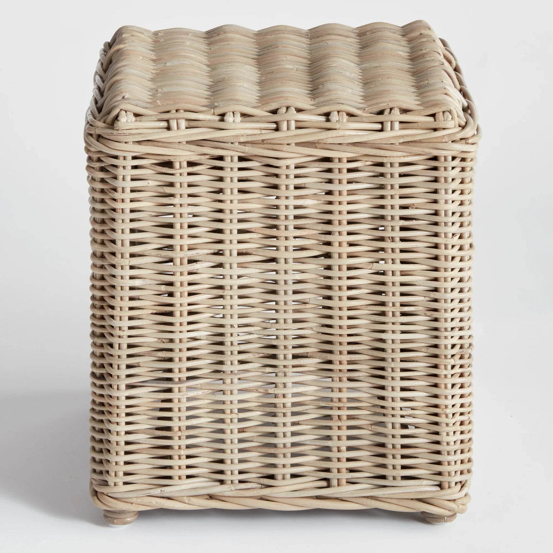 Handwoven Warm Gray Rattan Stool for Home Décor