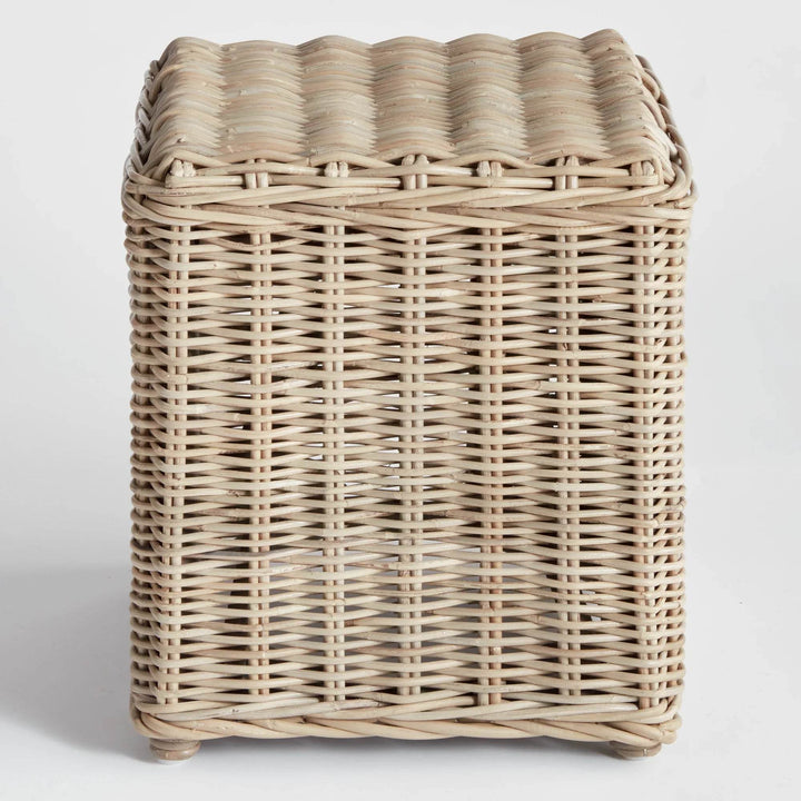 Handwoven Warm Gray Rattan Stool for Home Décor