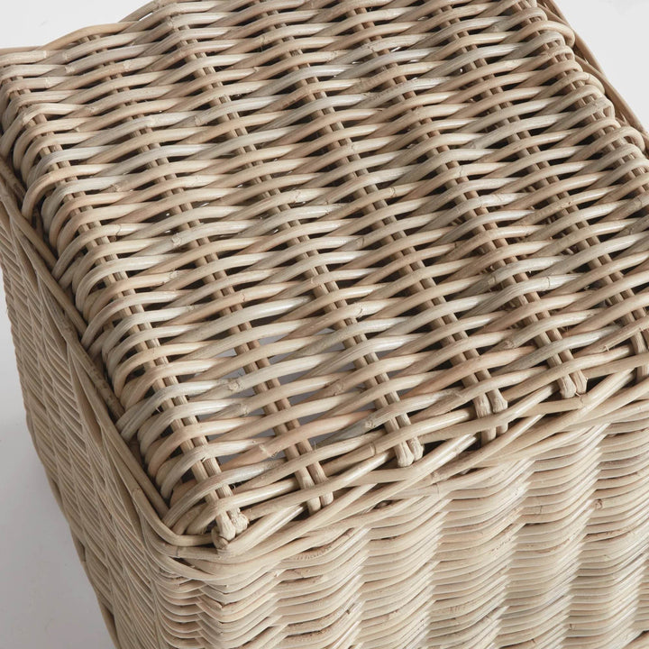 Handwoven Warm Gray Rattan Stool for Home Décor