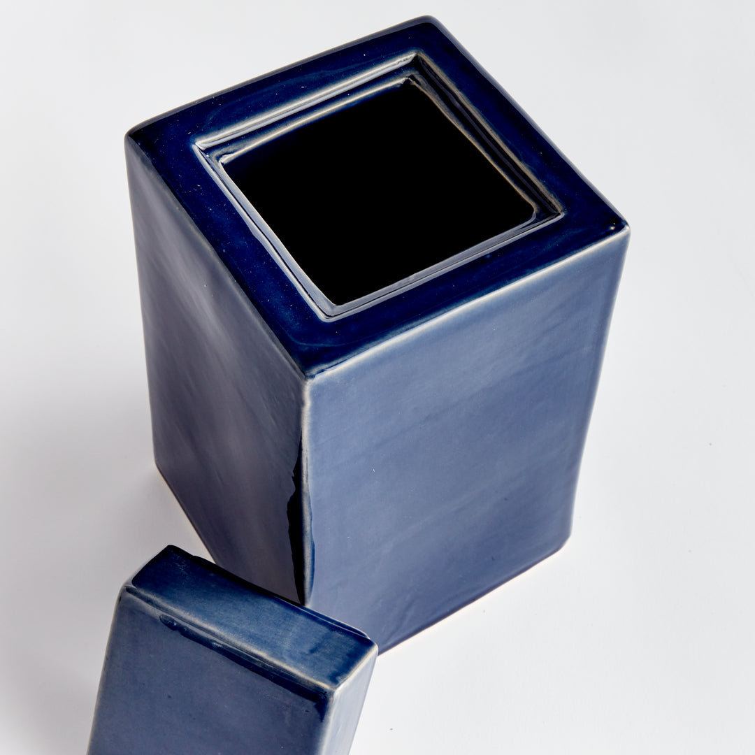 Blue Contemporary Square Jar, Large