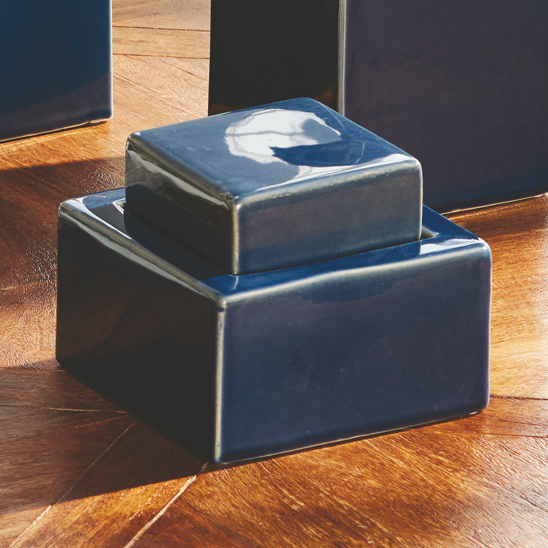 Blue Contemporary Square Jar, Medium