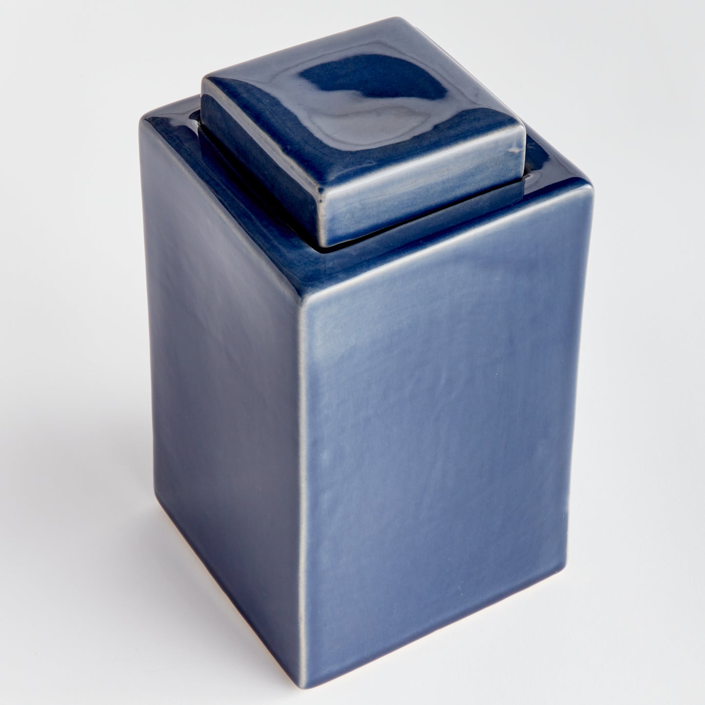 Blue Contemporary Square Jar, Medium