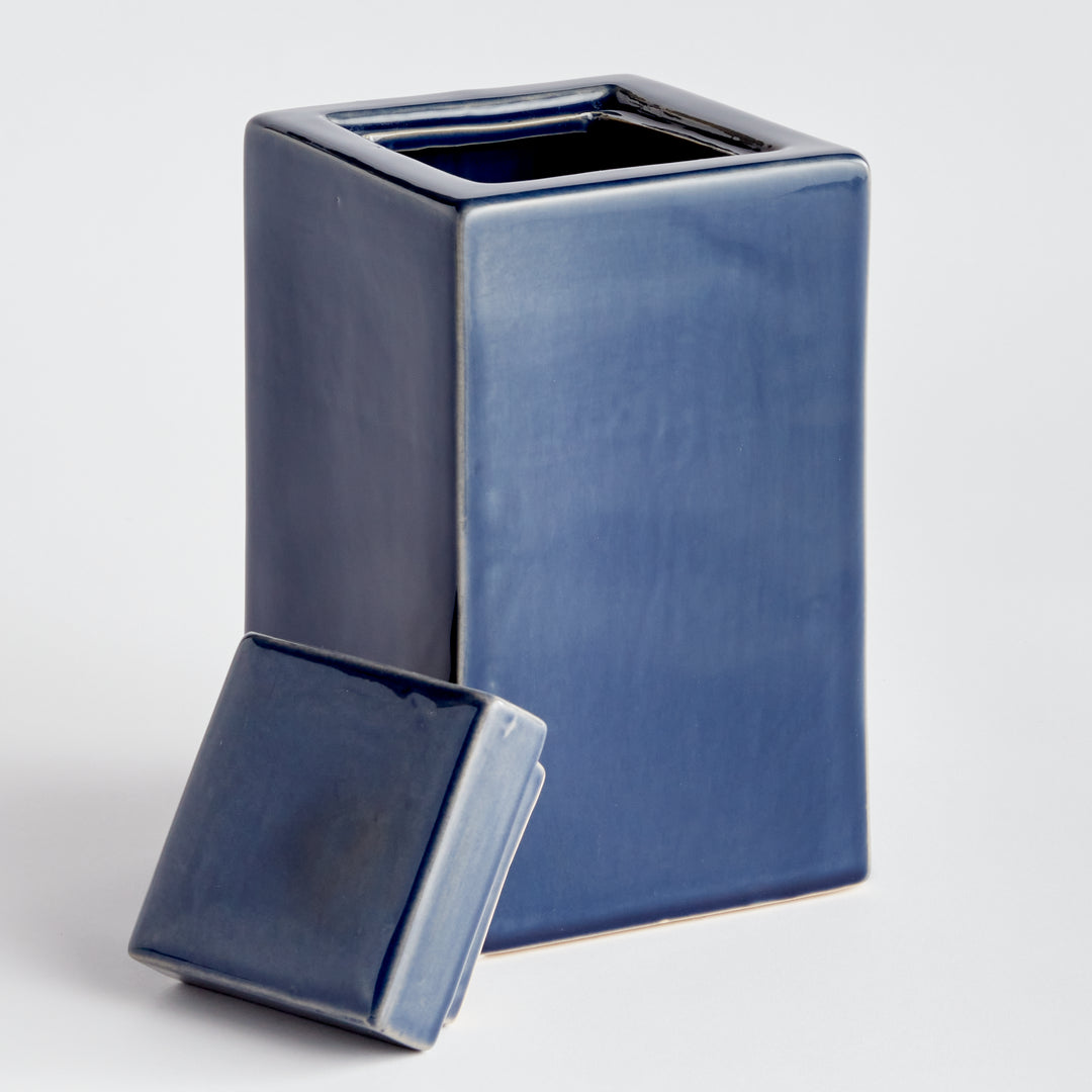 Blue Contemporary Square Jar, Medium