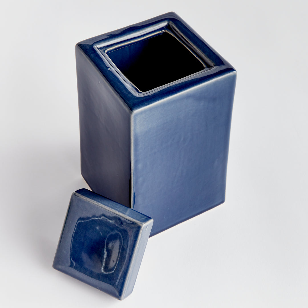 Blue Contemporary Square Jar, Medium