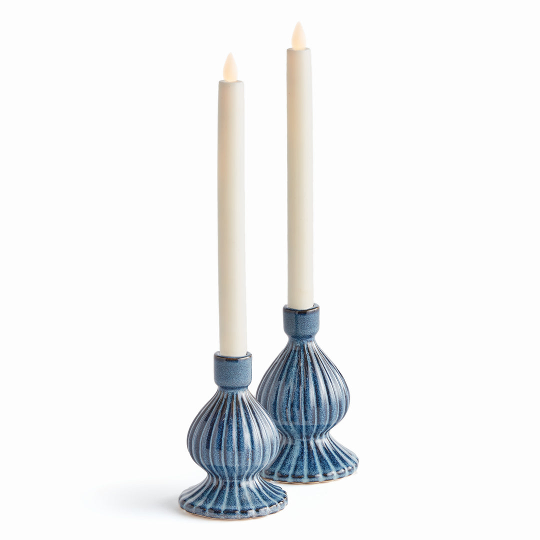 Blue Glaze Candleholders