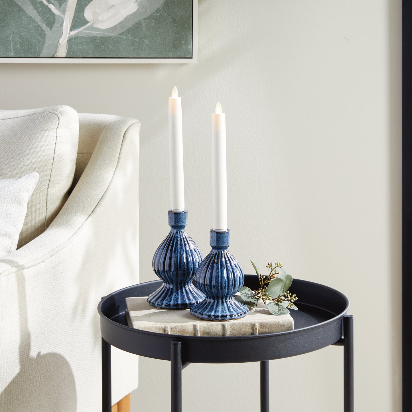 Blue Glaze Candleholders