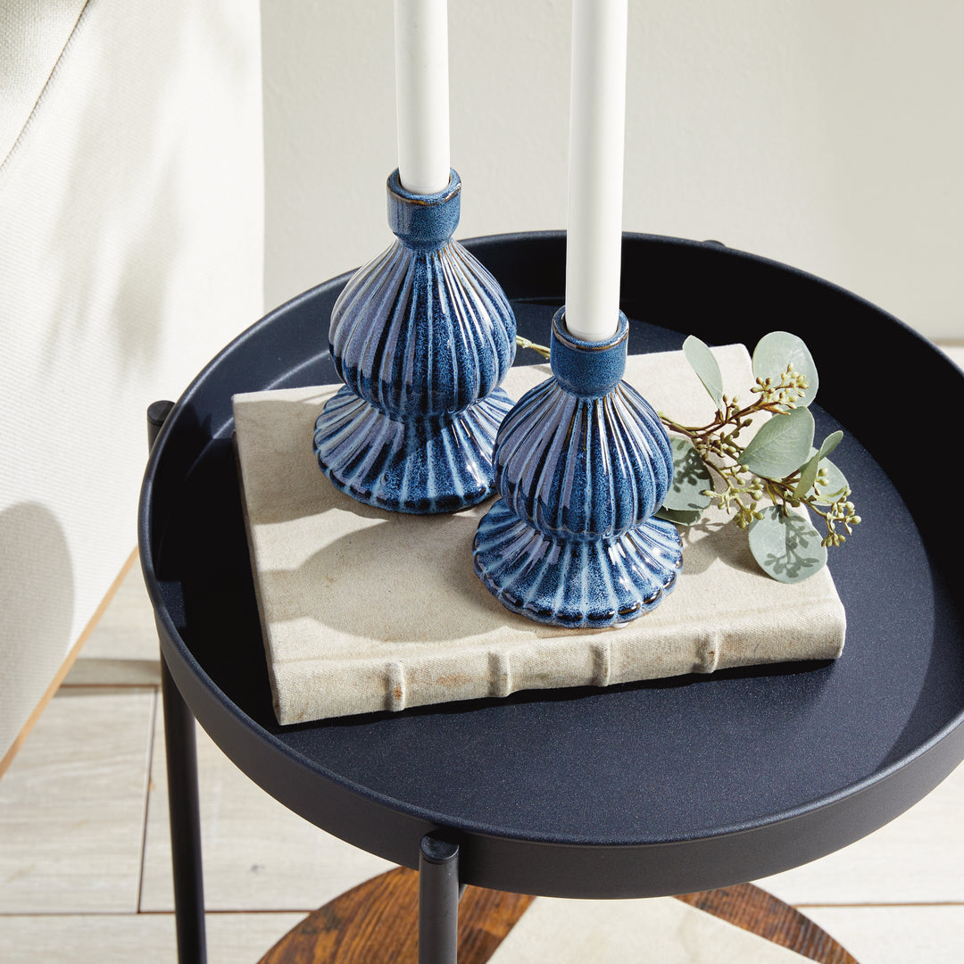 Blue Glaze Candleholders