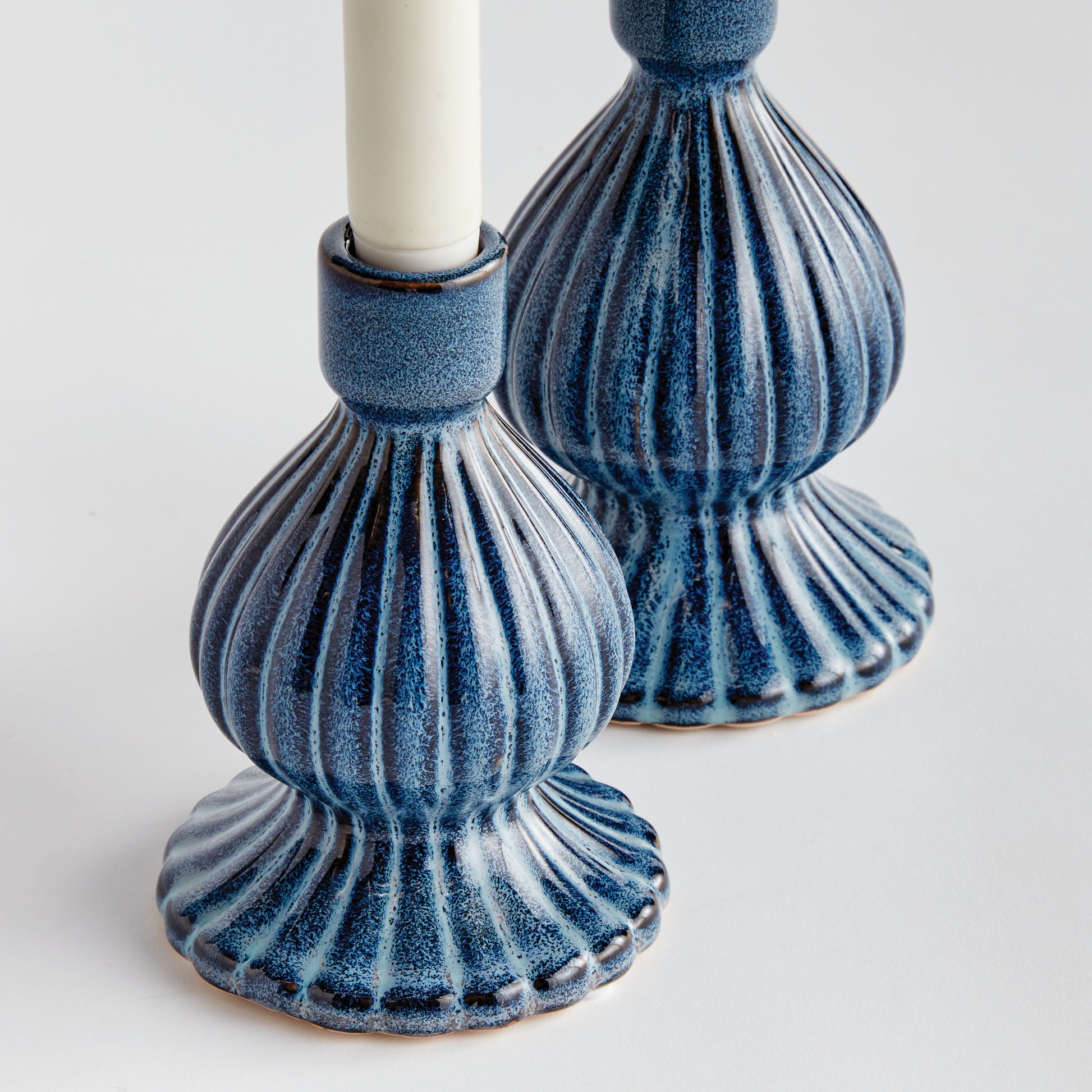 Blue Glaze Candleholders