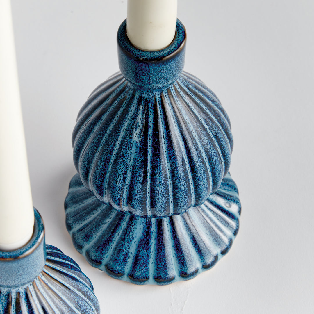 Blue Glaze Candleholders