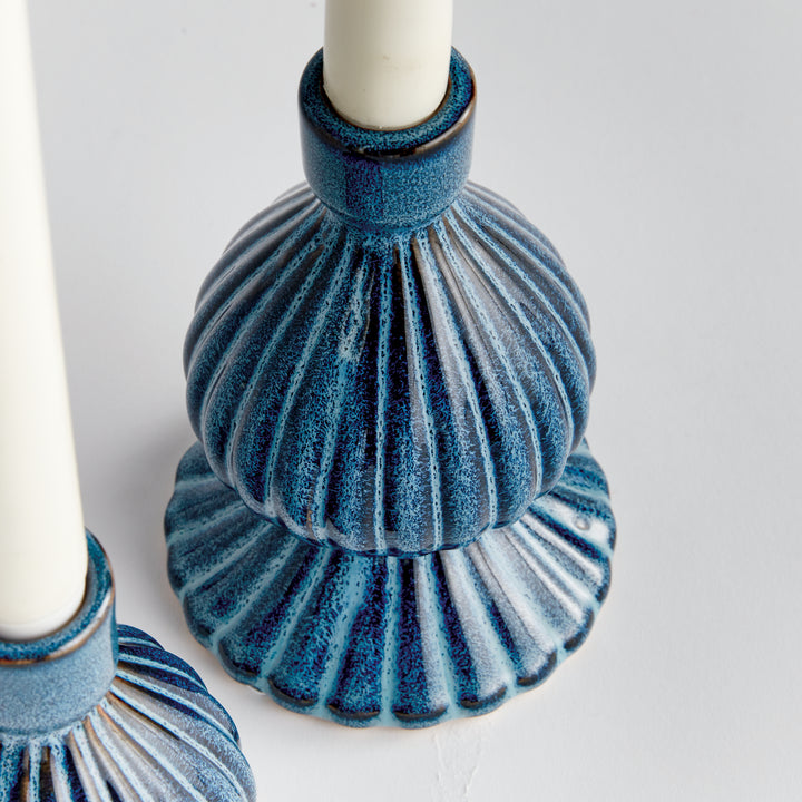 Blue Glaze Candleholders