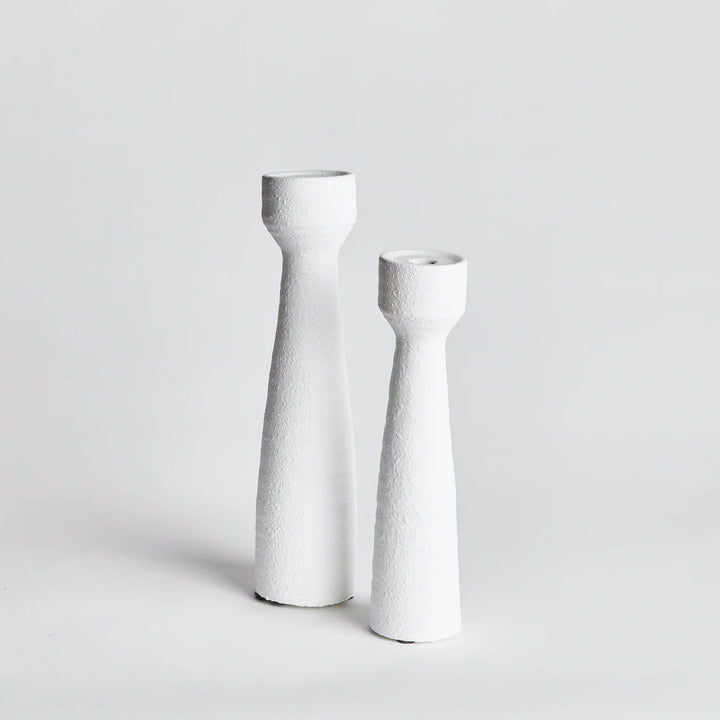 Modern Matte White Candlestands Set