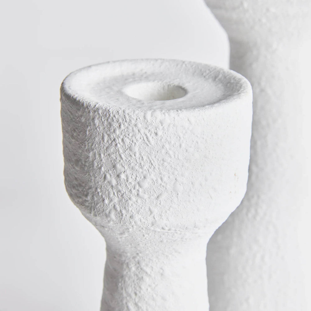 Modern Matte White Candlestands Set