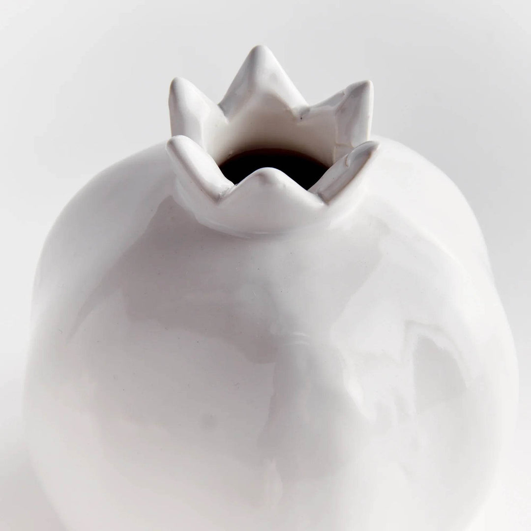 Handcrafted Glossy White Pomegranate-Inspired Bud Vase Set
