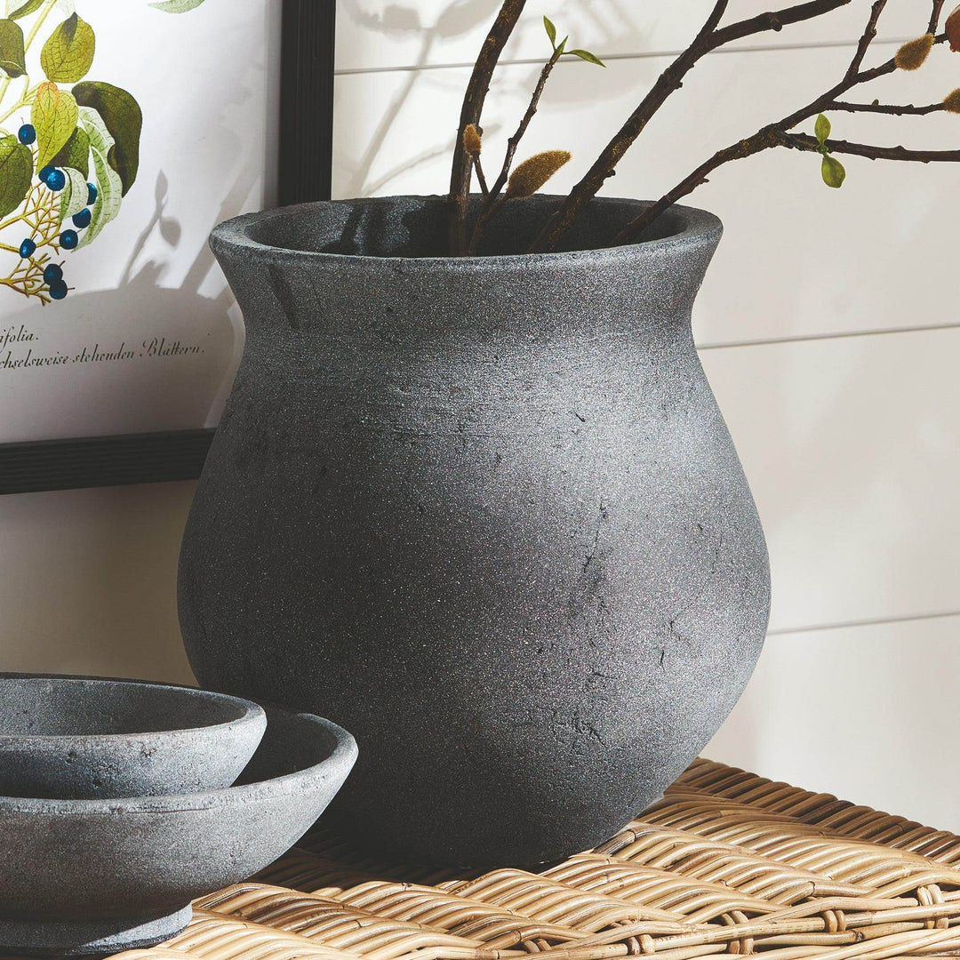 Rustic Terracotta Vase with Aged Finish With Bowls